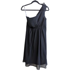 David's Bridal Black One Shoulder Mini Dress